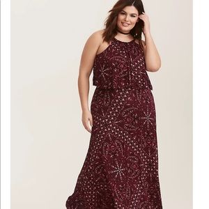 Torrid BURGUNDY PAISLEY JERSEY MAXI DRESS size 6
